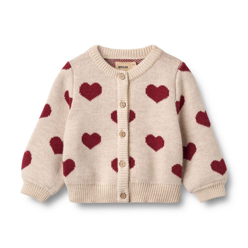 Wheat, Jacquard Cardigan Hearts baby, offwhite melange