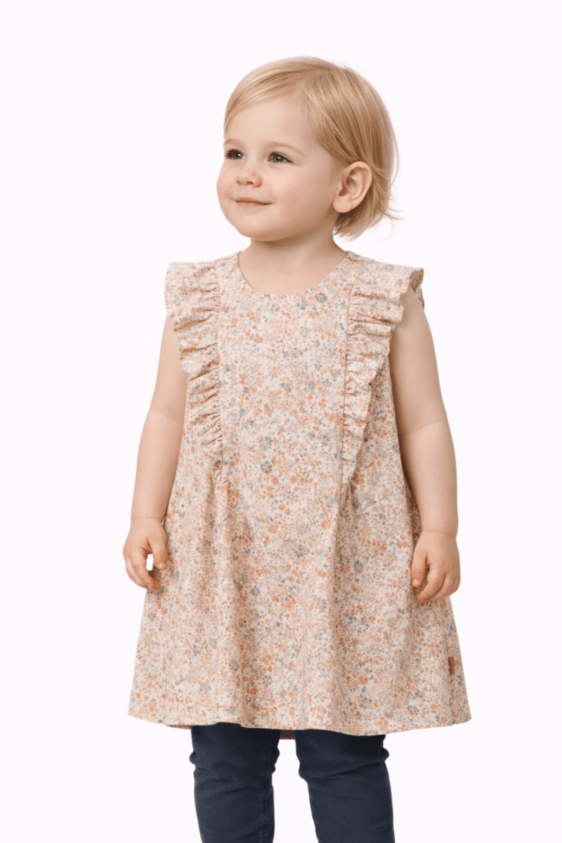 Wheat, Jersey Barnekjole Ruffle Shirley, Bright flowers (128 cm)