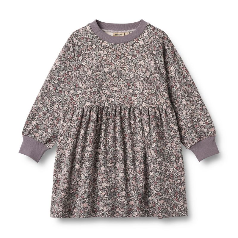 Wheat, Jersey Dress L/S Dorthea, Purple Stone Flowers