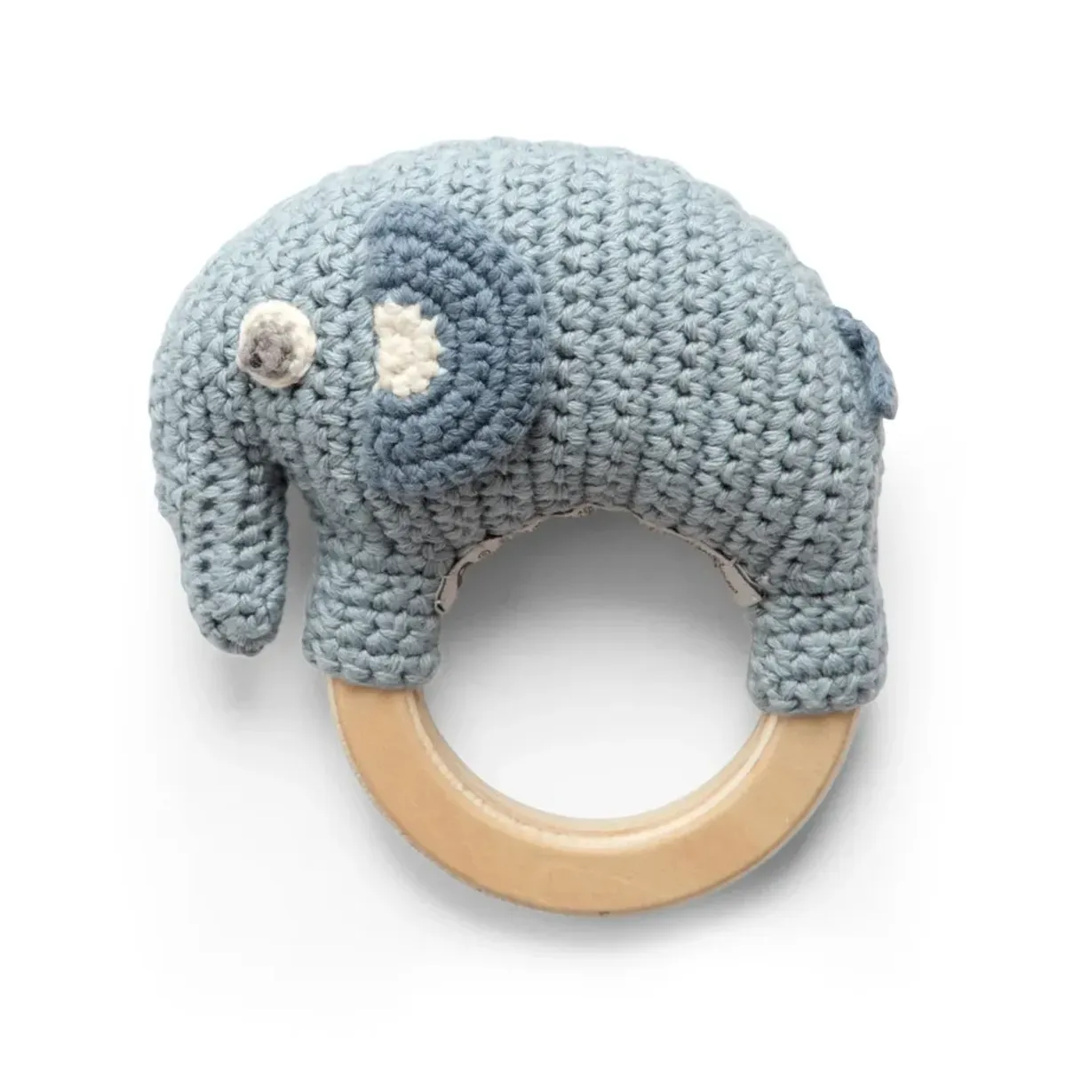 Sebra, Crochet rattle on ring, Fanto, powder blue