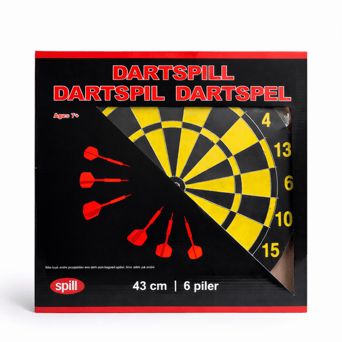 Hovedbilde Dartspill for barn og voksne - 43 cm dartskive med 6 piler