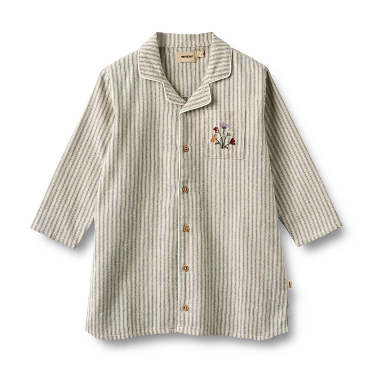 Wheat, Nightgown L/S Sylva, Blue Stripe (110/5år)