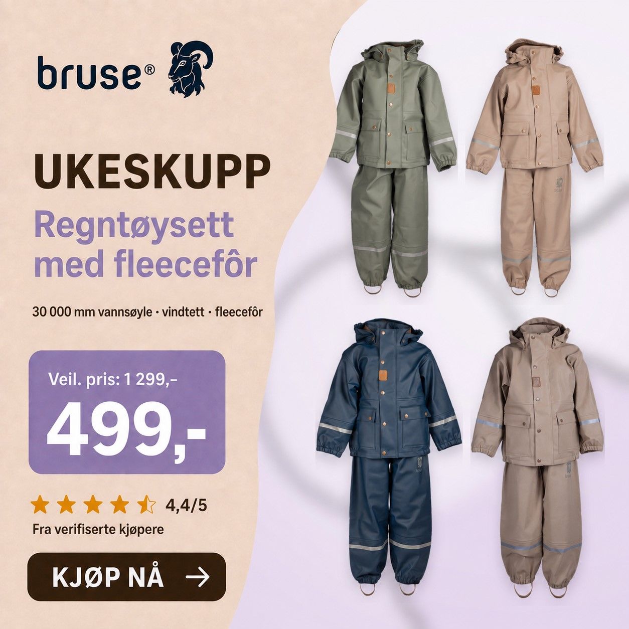 Regnsett på tilbud
